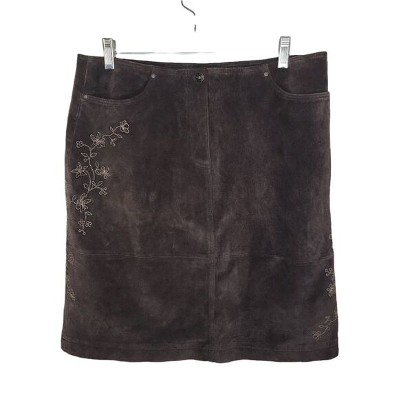 Eddie Bauer Seattle Suede 90s vintage floral skirt size 12 - Picture 1 of 8